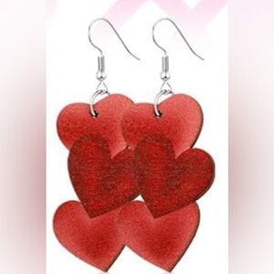 Red Heart Dangle Earrings